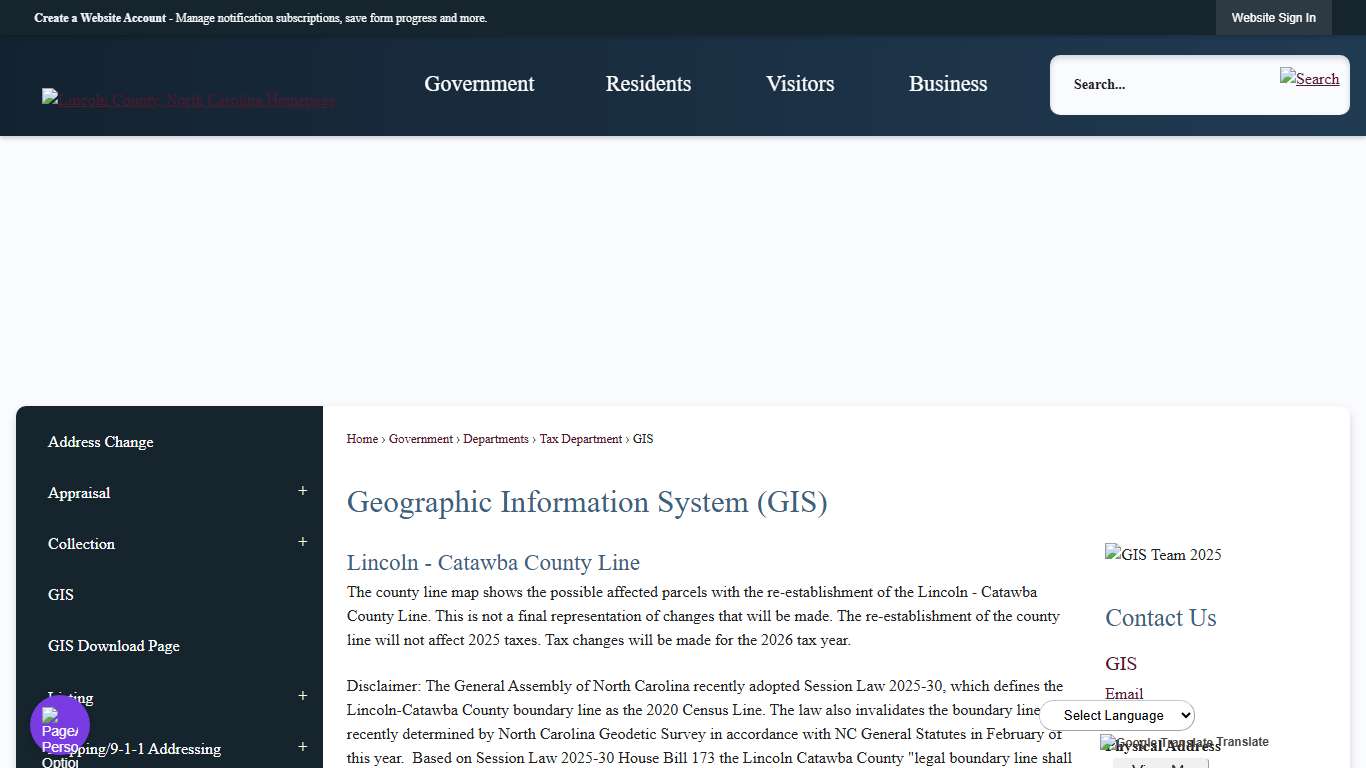 Geographic Information System (GIS) | County of Lincoln, NC - Official Website